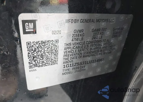 2020 Chevrolet Impala Fwd Lt from USA, damaged, VIN 1G11Z5S31LU114965